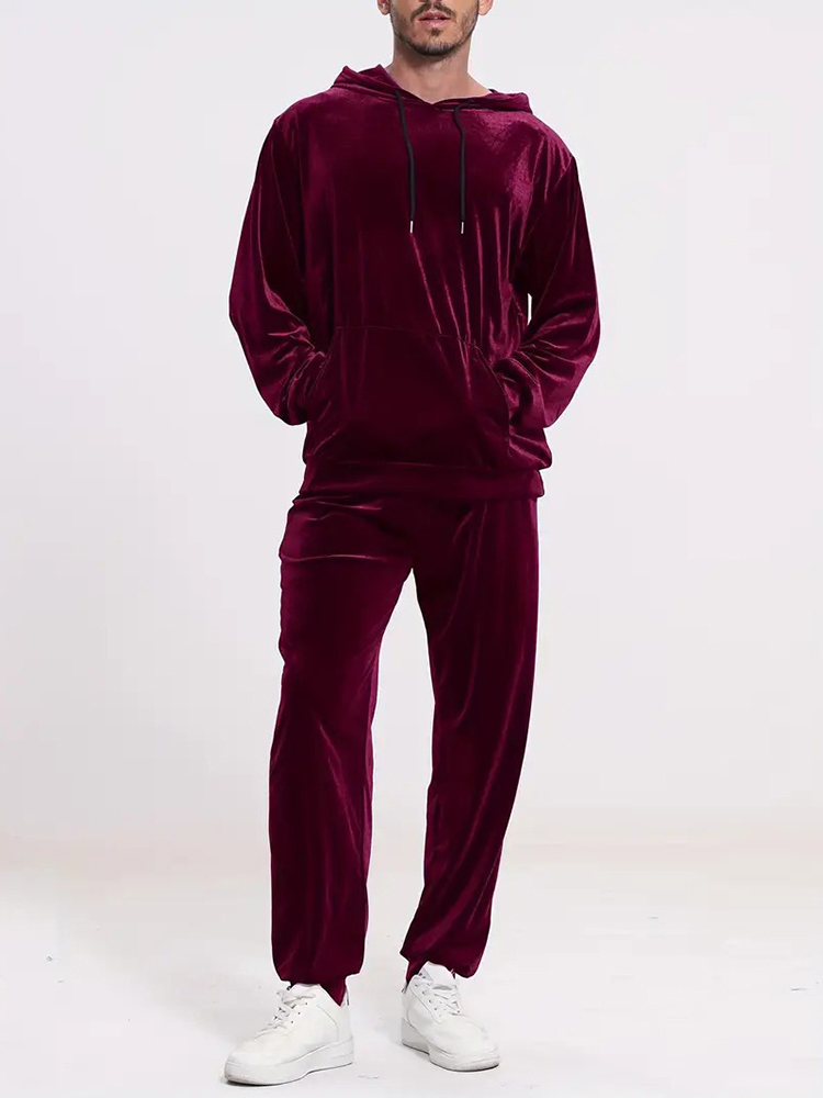 ファッション無地ベルベットツーピースセット メンズ秋冬カジュ - Men Fashion Vintage のレビューと価格