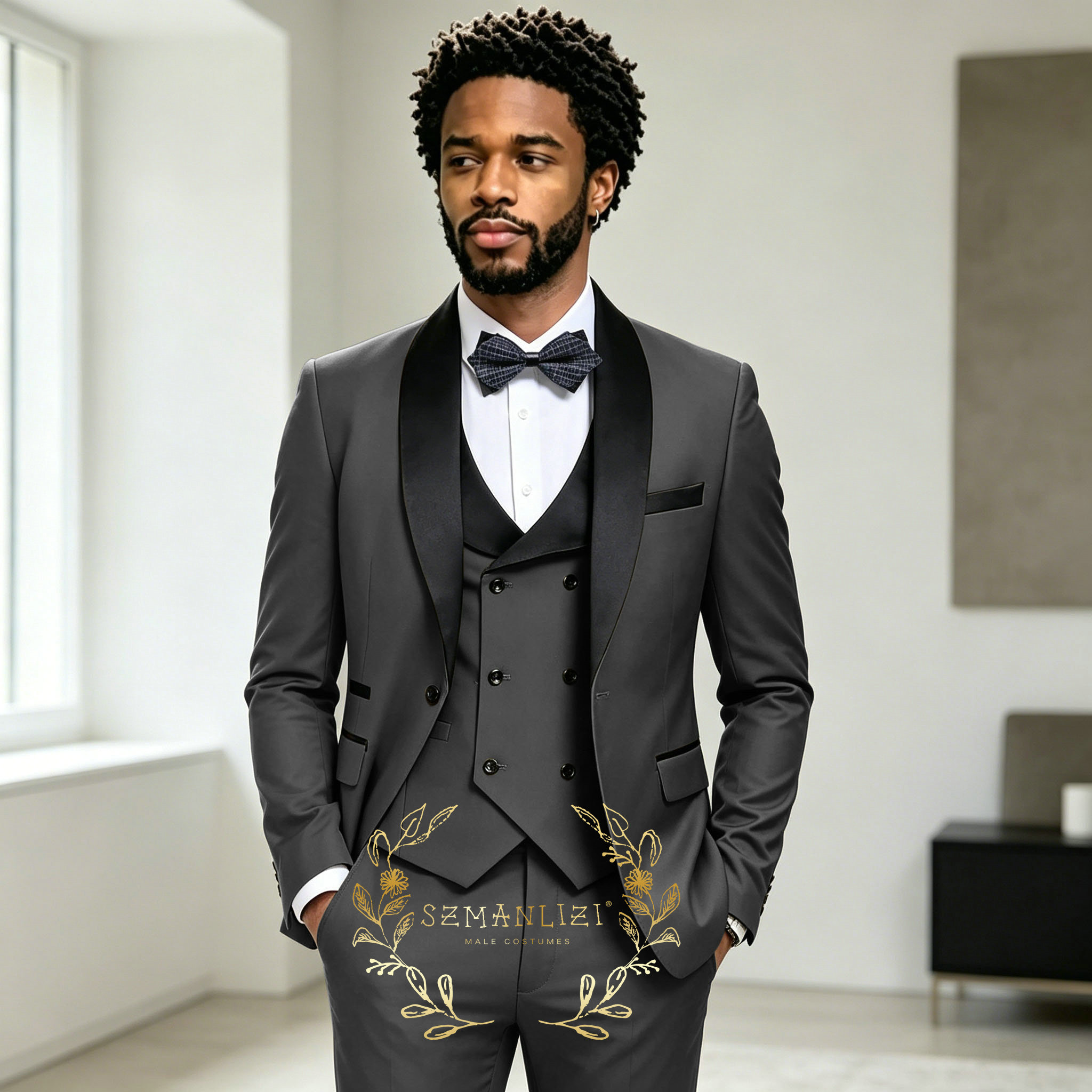ダークグレー男性のタキシード結婚式のスーツ男性用オーダーメイ - Mens Fashion Dark Grey Pants のレビューと価格
