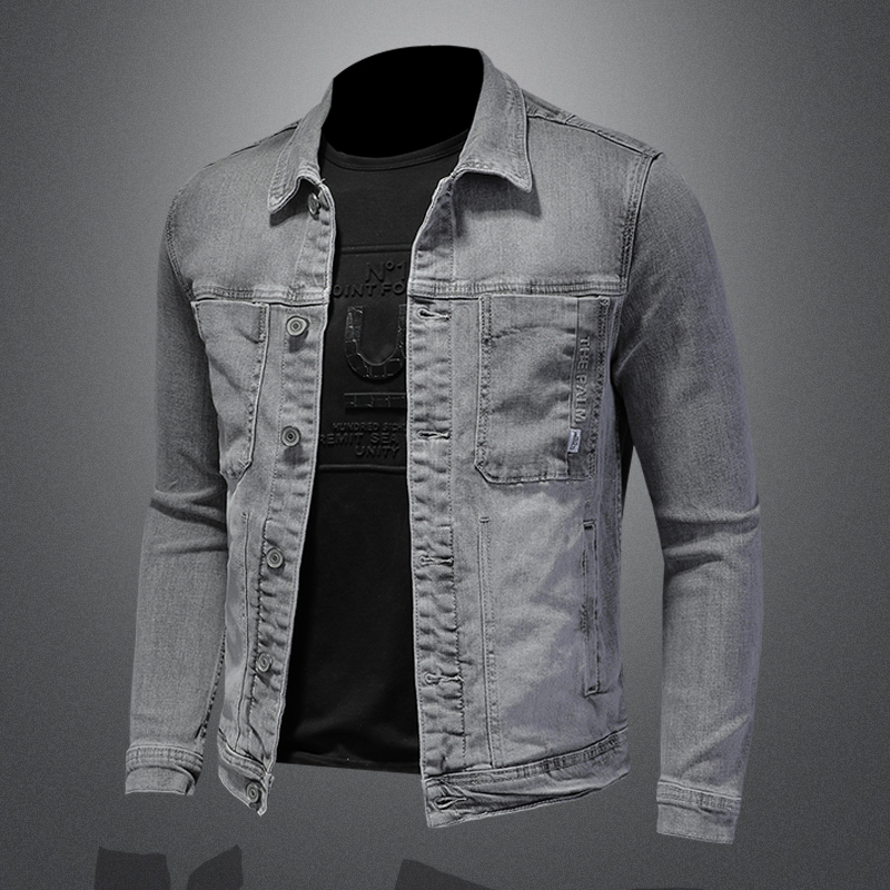 メンズデニムジャケット,襟を折りたたんだトレンディなデニムジ - Mens Fashion Denim Jacket のレビューと価格