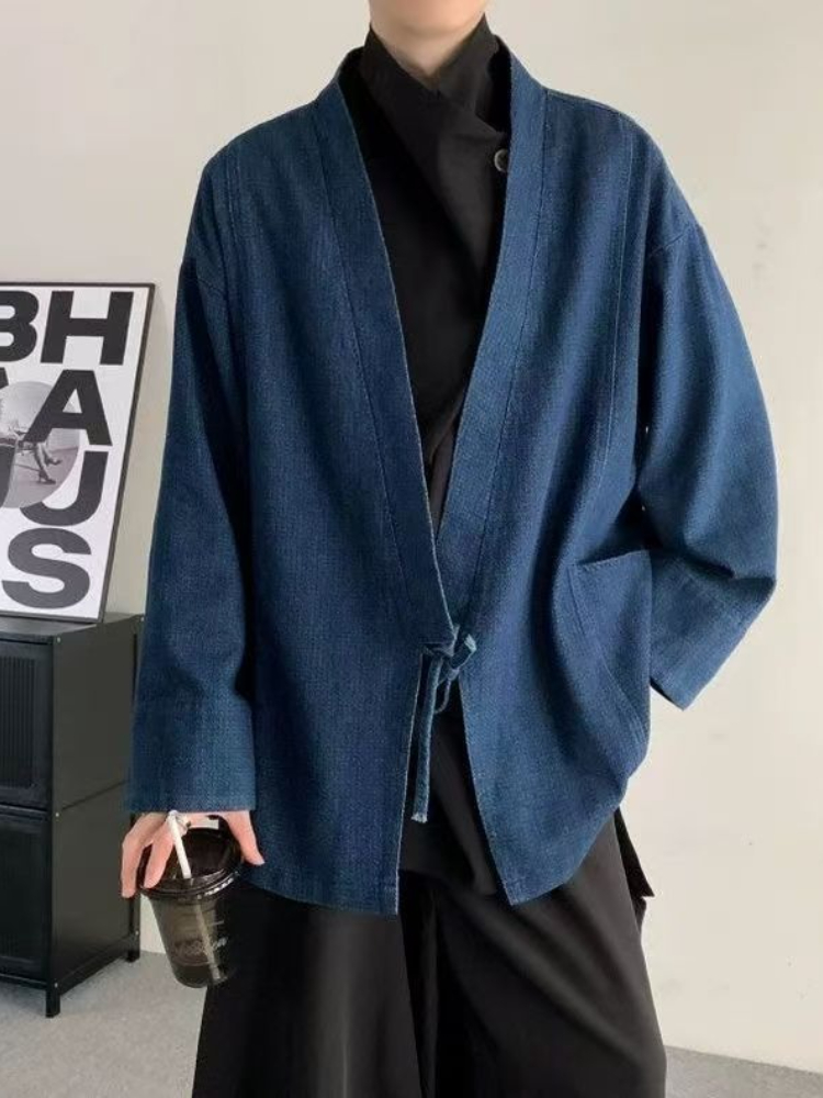 ヴィンテージ和風デニムコート男性女性ユニセックス特大デイリー - Mens Fashion Denim Jacket のレビューと価格