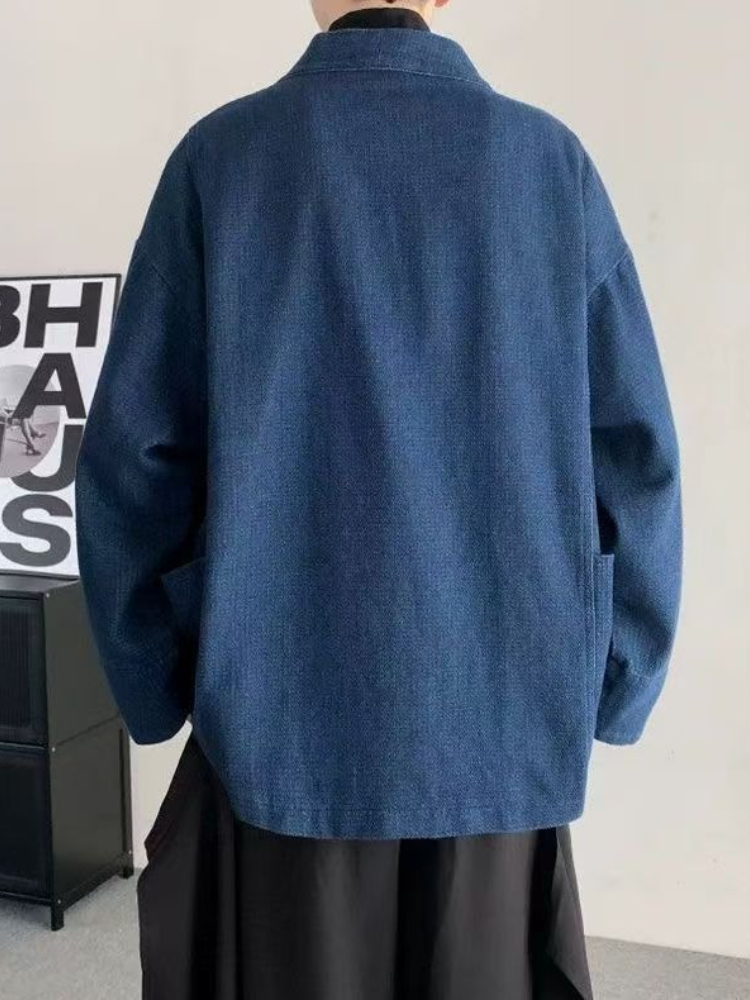 ヴィンテージ和風デニムコート男性女性ユニセックス特大デイリー - Mens Fashion Denim Jacket のレビューと価格