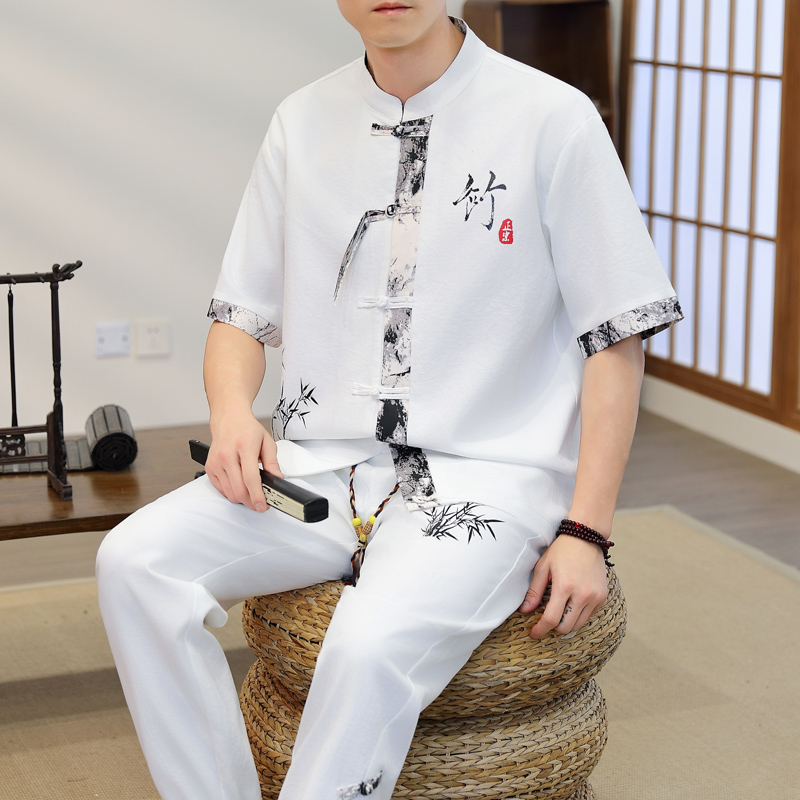 2026年春 メンズカジュアルセット 中華風シャツ+パンツ  - Men'S Fashion Trousers のレビューと価格