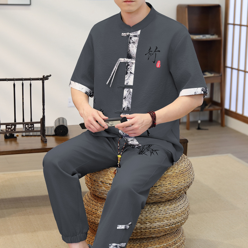 2026年春 メンズカジュアルセット 中華風シャツ+パンツ  - Men'S Fashion Trousers のレビューと価格
