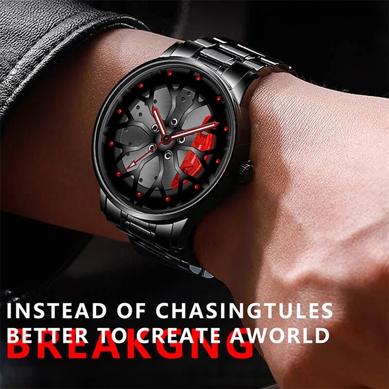ファッションメンズ車用ホイール時計高級メンズスポーツ防水クォ - Men'S Fashion Hub のレビューと価格