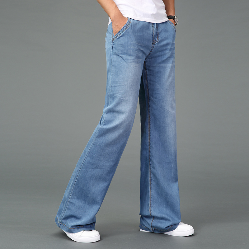 春ビッグフレアジーンズメンズブーツカットデニムパンツルーズフ - Men'S Fashion Jeans And Boots のレビューと価格