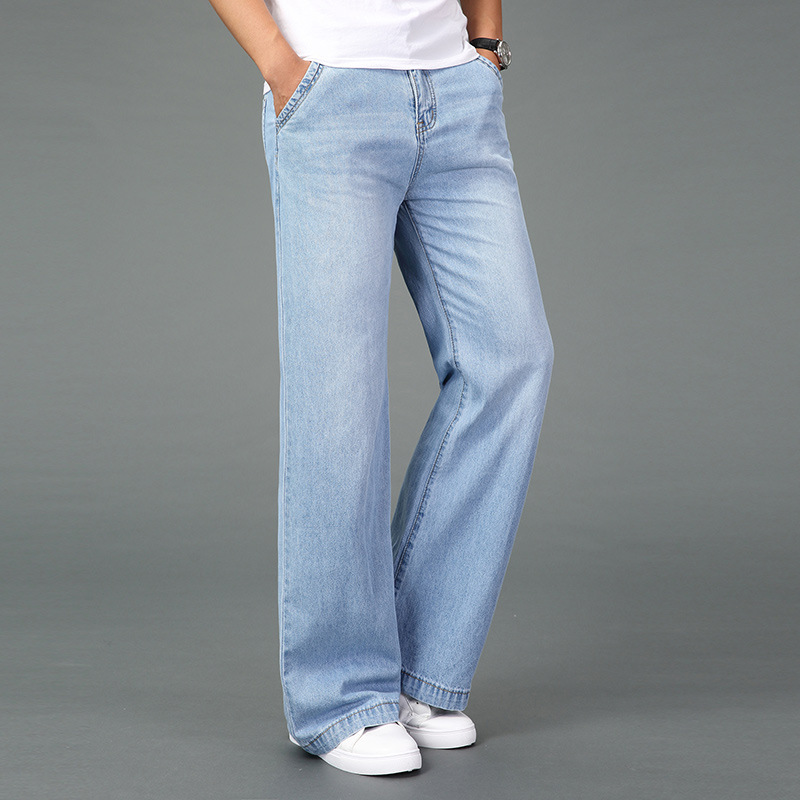 春ビッグフレアジーンズメンズブーツカットデニムパンツルーズフ - Men'S Fashion Jeans And Boots のレビューと価格