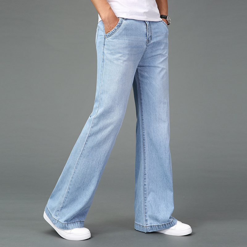 春ビッグフレアジーンズメンズブーツカットデニムパンツルーズフ - Men'S Fashion Jeans And Boots のレビューと価格