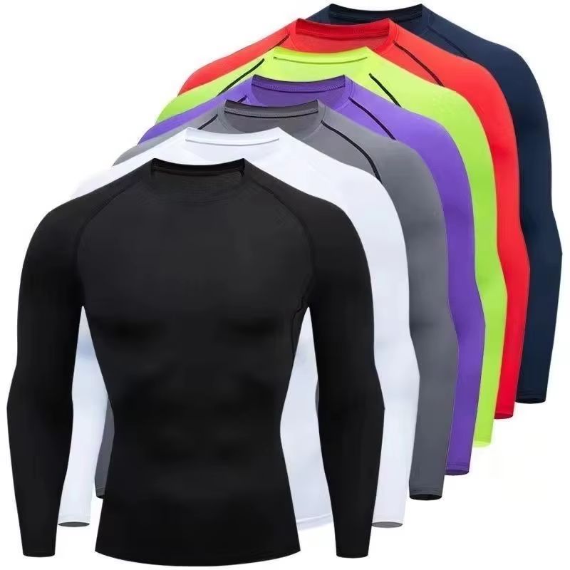 圧縮ランニングトップ男性長袖シャツ男性用ジム服速乾性スポーツ - Muscle Tee Workout のレビューと価格