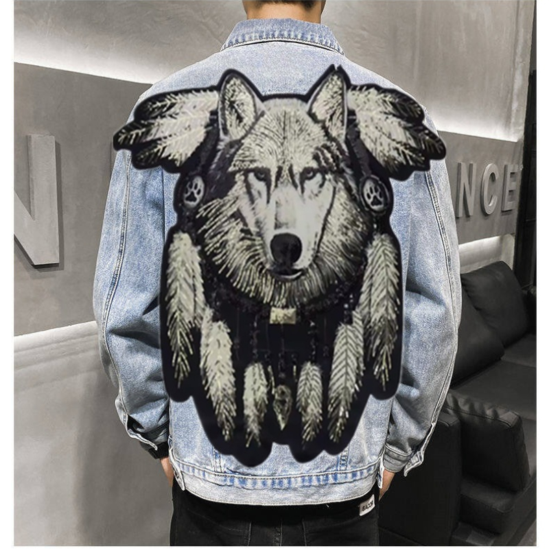 アメリカンヴィンテージ ヘビーウルフ刺繍パッチジージャン メ - Mens Fashion Denim Jacket のレビューと価格
