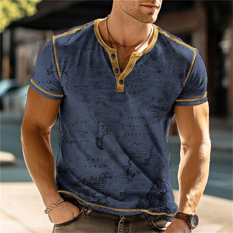 メンズヘンリーシャツ 面白い3DプリントTシャツ ストリート - Men Fashion Vintage のレビューと価格