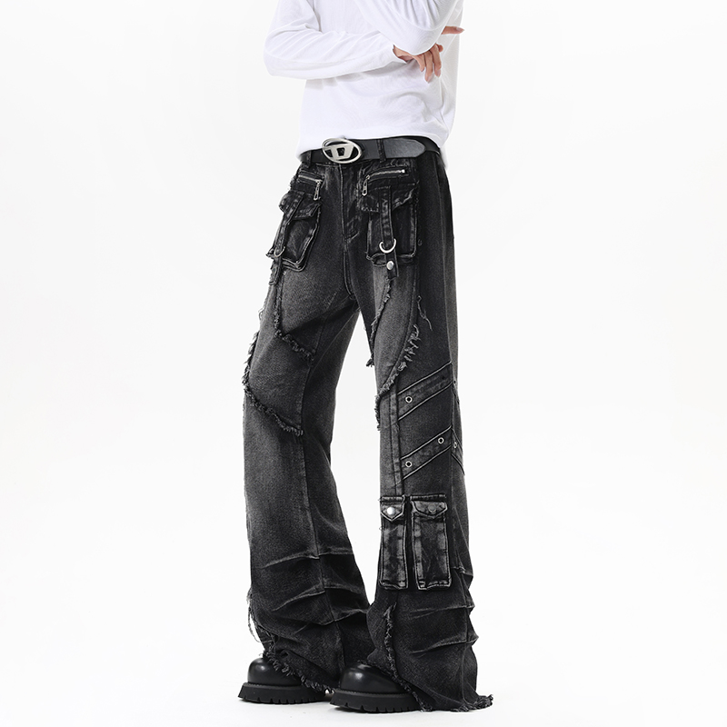 男性パーソナライズされたストリートジーンズジッパーパッチワー - Men'S Fashion Jeans And Boots のレビューと価格