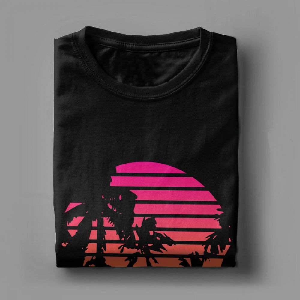 サンセットパームツリーヴィンテージTシャツ80年代合成波服蒸 - Men'S Fashion From The 80S のレビューと価格
