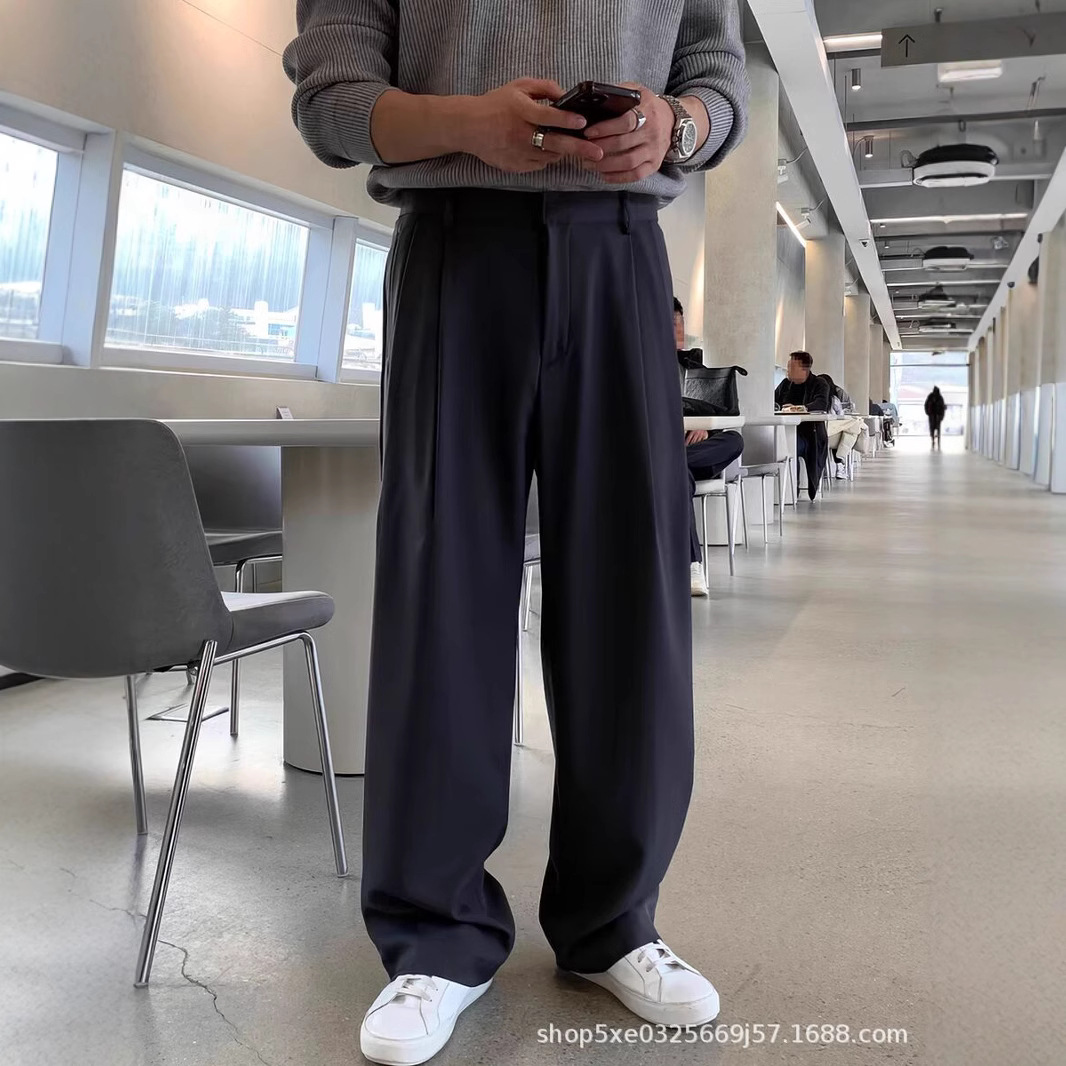 フレンチスタイルのファッションメンズブラックダークグレーカジ - Mens Fashion Dark Grey Pants のレビューと価格