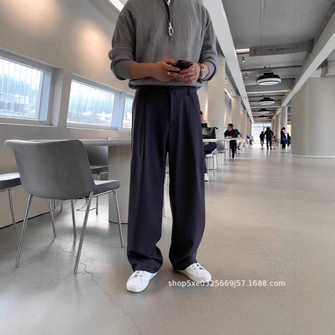 フレンチスタイルのファッションメンズブラックダークグレーカジ - Mens Fashion Dark Grey Pants のレビューと価格