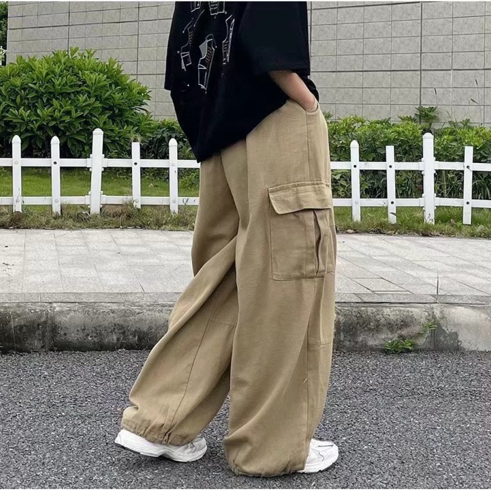日本のストリートウェアカーゴパンツ メンズ ルーズストレート - Men'S Fashion Trousers のレビューと価格