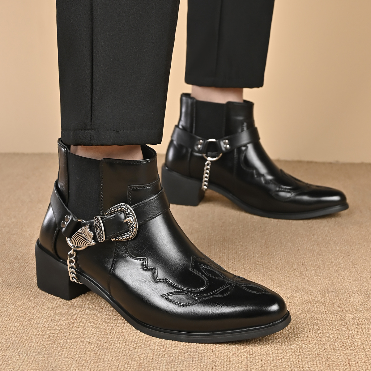 2026年メンズヴィンテージカウボーイブーツ、レザーハイカッ - Men'S Fashion Old Money のレビューと価格