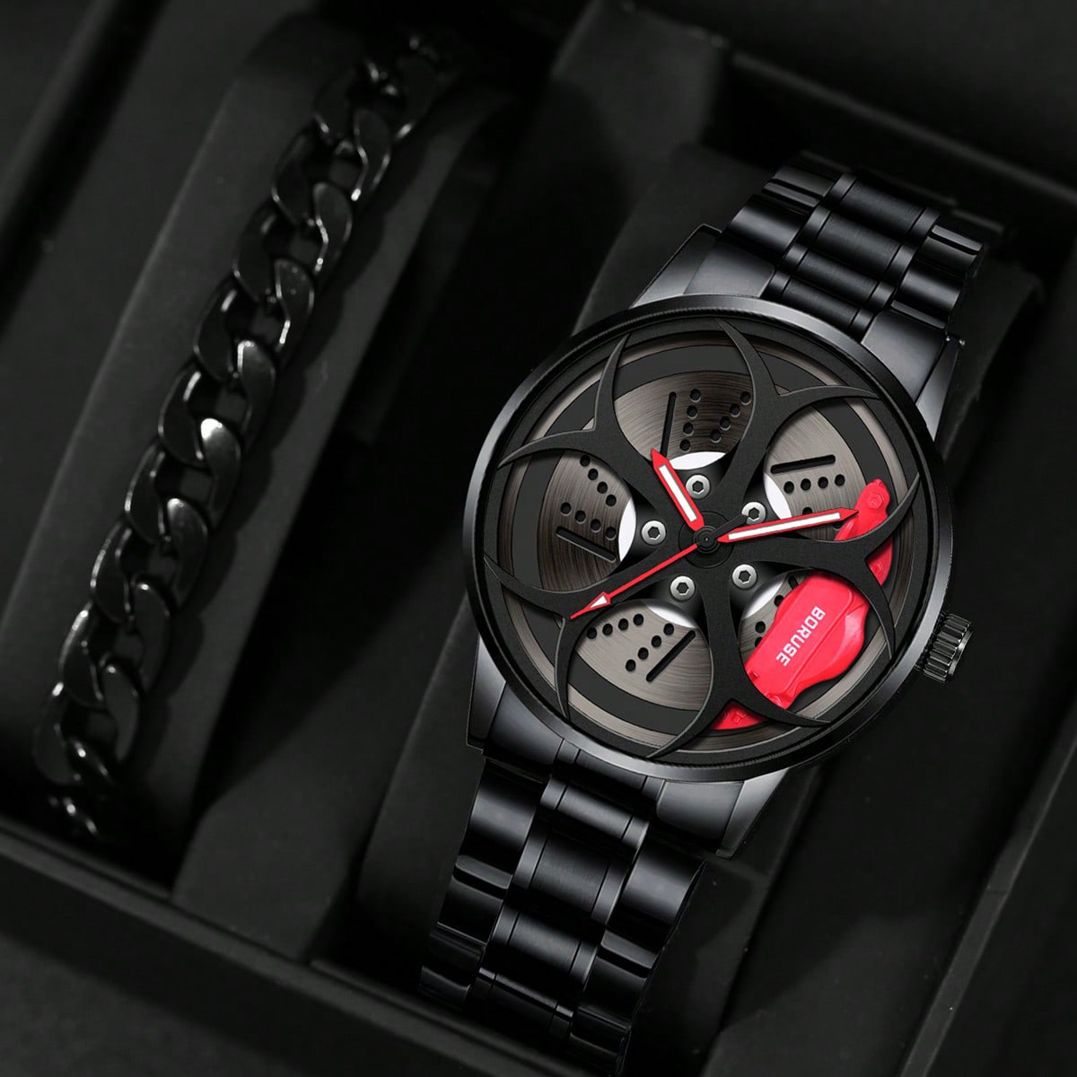 男性用高級車時計セット,防水クォーツ腕時計,ステンレス鋼,ハ - Men'S Fashion Hub のレビューと価格